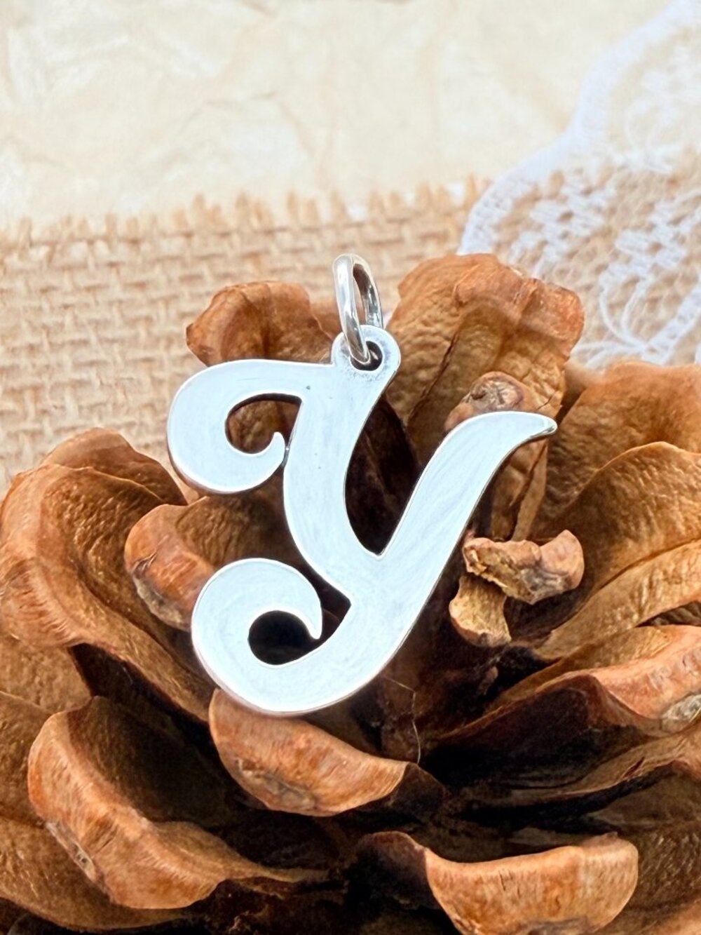 James Avery Large Script Initial Y Charm Sterling Silver Letter Charm